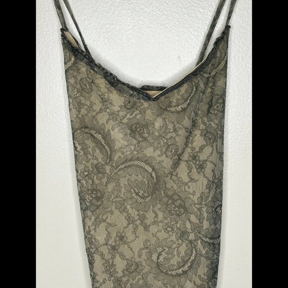 TRILOGY BY RAMPAGE Vintage 90s Green Lacy Spaghetti Strap Babydoll Dress Size S - Picture 1 of 4